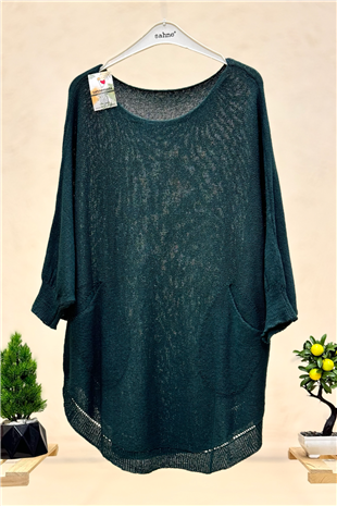 Yarasa Çift Cepli Merserize Tunik Bluz