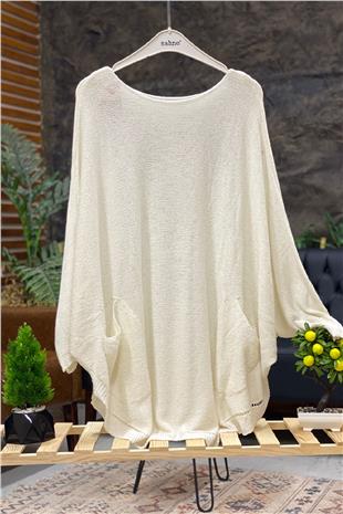 Bat Double Pocket Mercerized Tunic Blouse