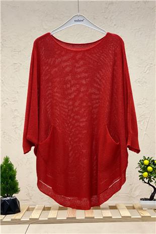 Bat Double Pocket Mercerized Tunic Blouse