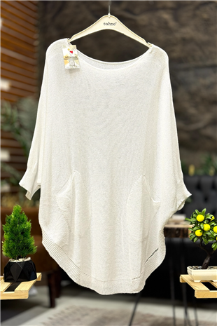 Yarasa Çift Cepli Merserize Tunik Bluz