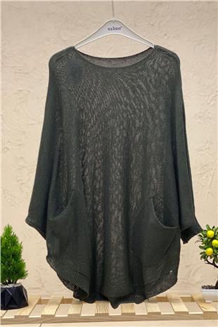 Bat Double Pocket Mercerized Tunic Blouse