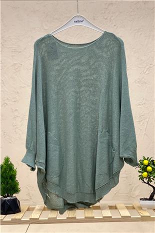 Bat Double Pocket Mercerized Tunic Blouse