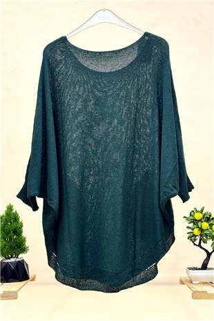 Yarasa Çift Cepli Merserize Tunik Bluz