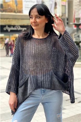 Shabby Fishnet Blouse with Washed Pockets