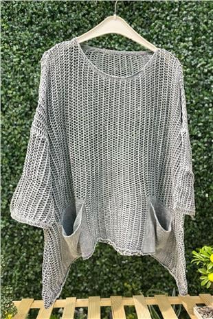 Shabby Fishnet Blouse with Washed Pockets