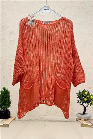 Yıkamalı Cepli Salaş File Bluz