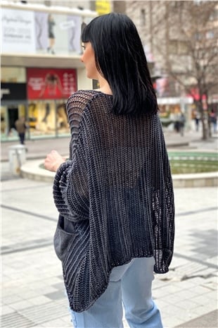 Shabby Fishnet Blouse with Washed Pockets