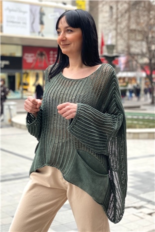 Shabby Fishnet Blouse with Washed Pockets