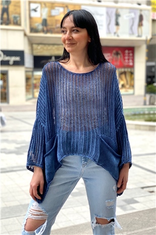 Shabby Fishnet Blouse with Washed Pockets