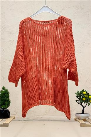 Yıkamalı Cepli Salaş File Bluz