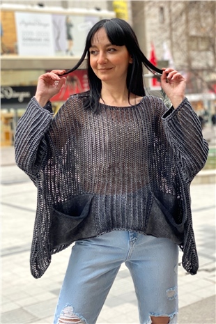 Shabby Fishnet Blouse with Washed Pockets