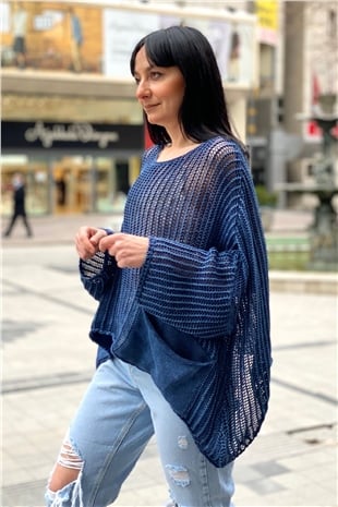 Shabby Fishnet Blouse with Washed Pockets