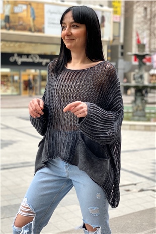 Shabby Fishnet Blouse with Washed Pockets