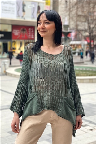 Shabby Fishnet Blouse with Washed Pockets