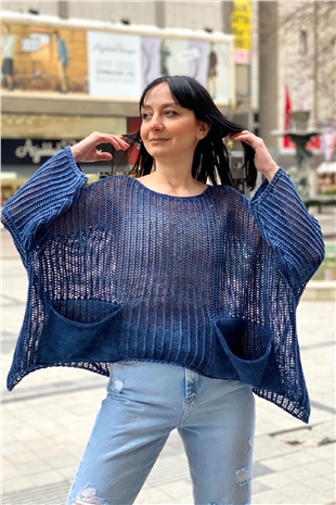 Shabby Fishnet Blouse with Washed Pockets