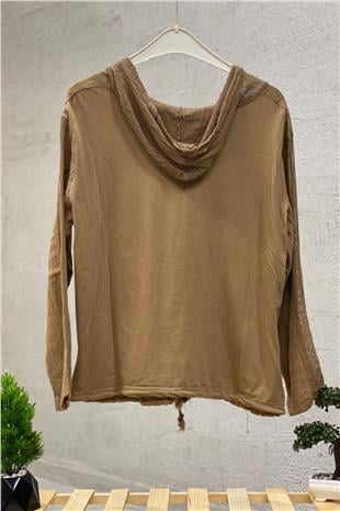 Starry Long Sleeve Hooded Linen Shirt