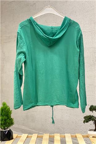 Starry Long Sleeve Hooded Linen Shirt