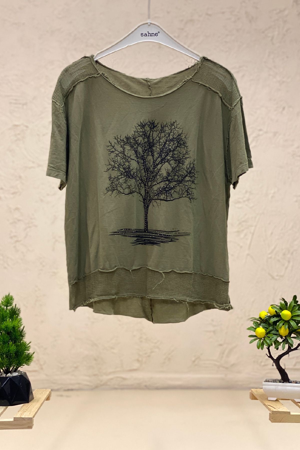 Ağaç Baskı Kısa Kol Penye Tshirt