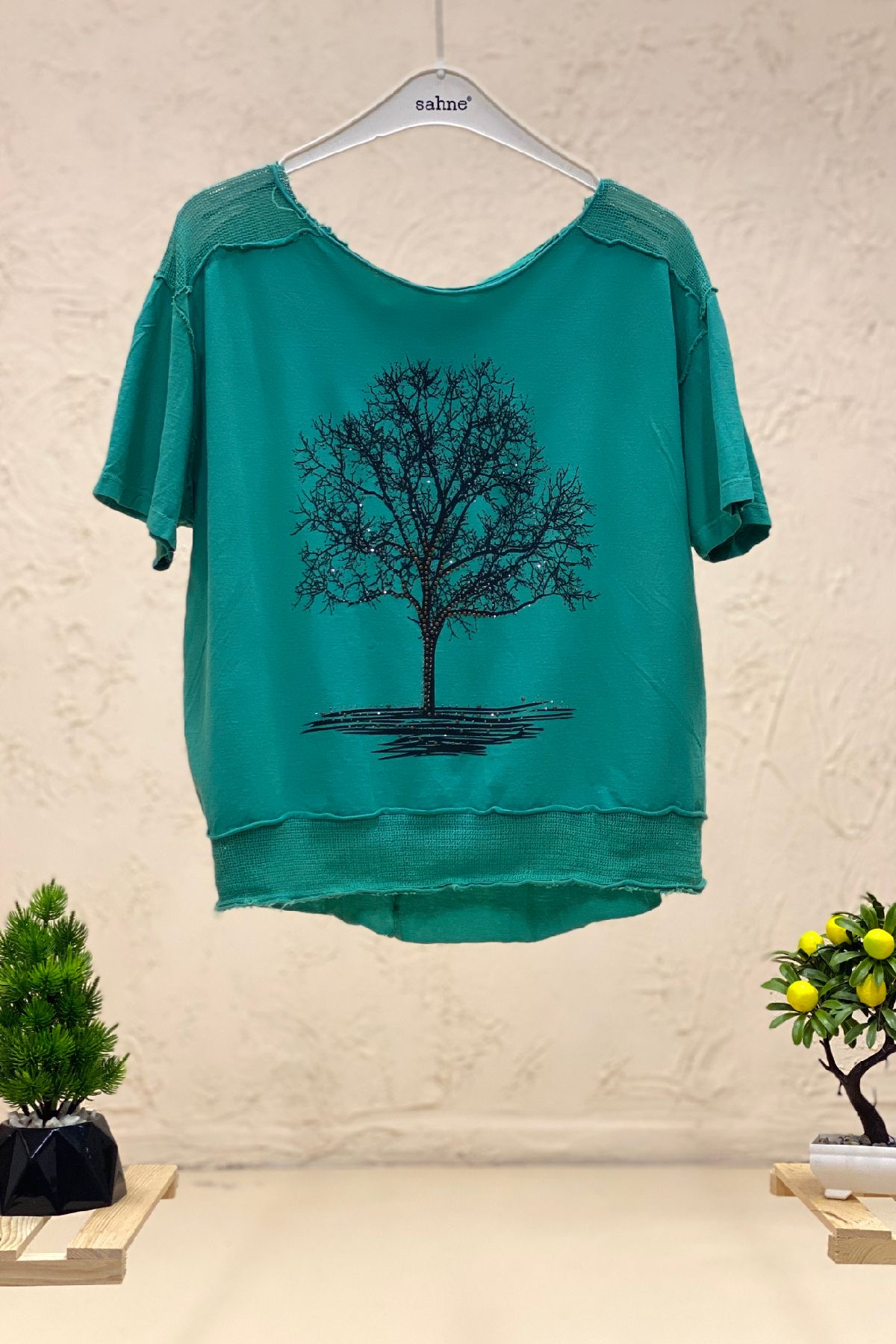 Ağaç Baskı Kısa Kol Penye Tshirt