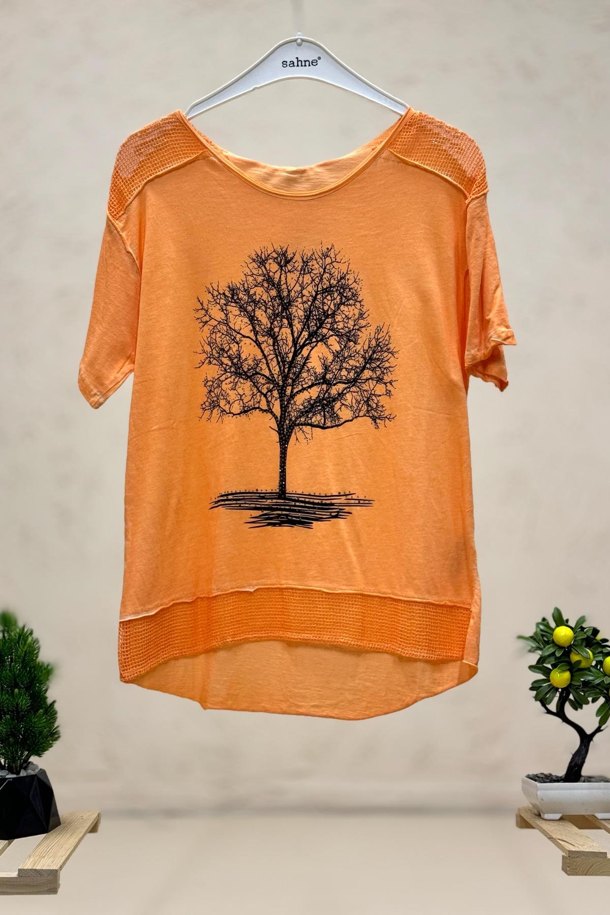 Ağaç Baskı Kısa Kol Penye Tshirt