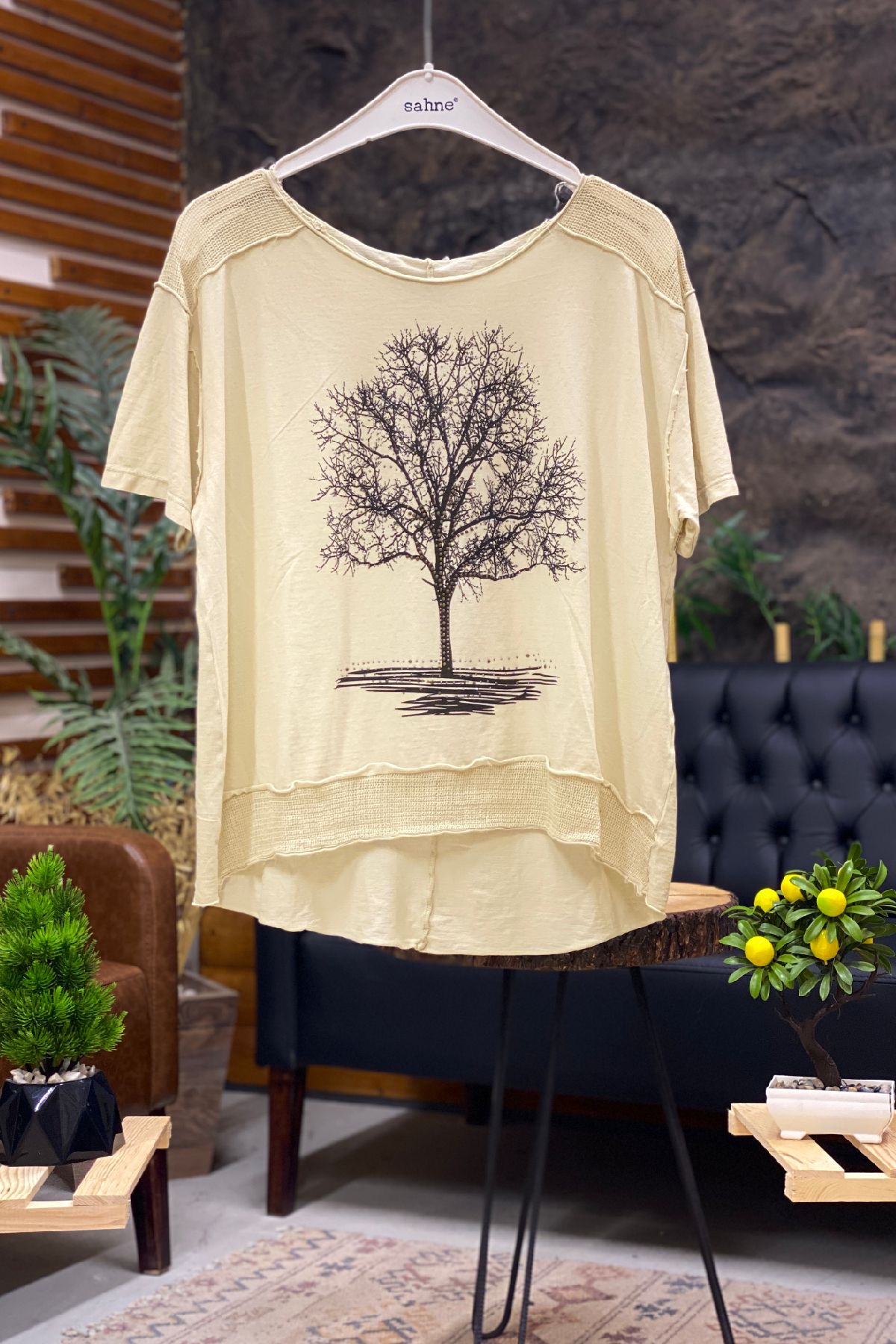 Ağaç Baskı Kısa Kol Penye Tshirt