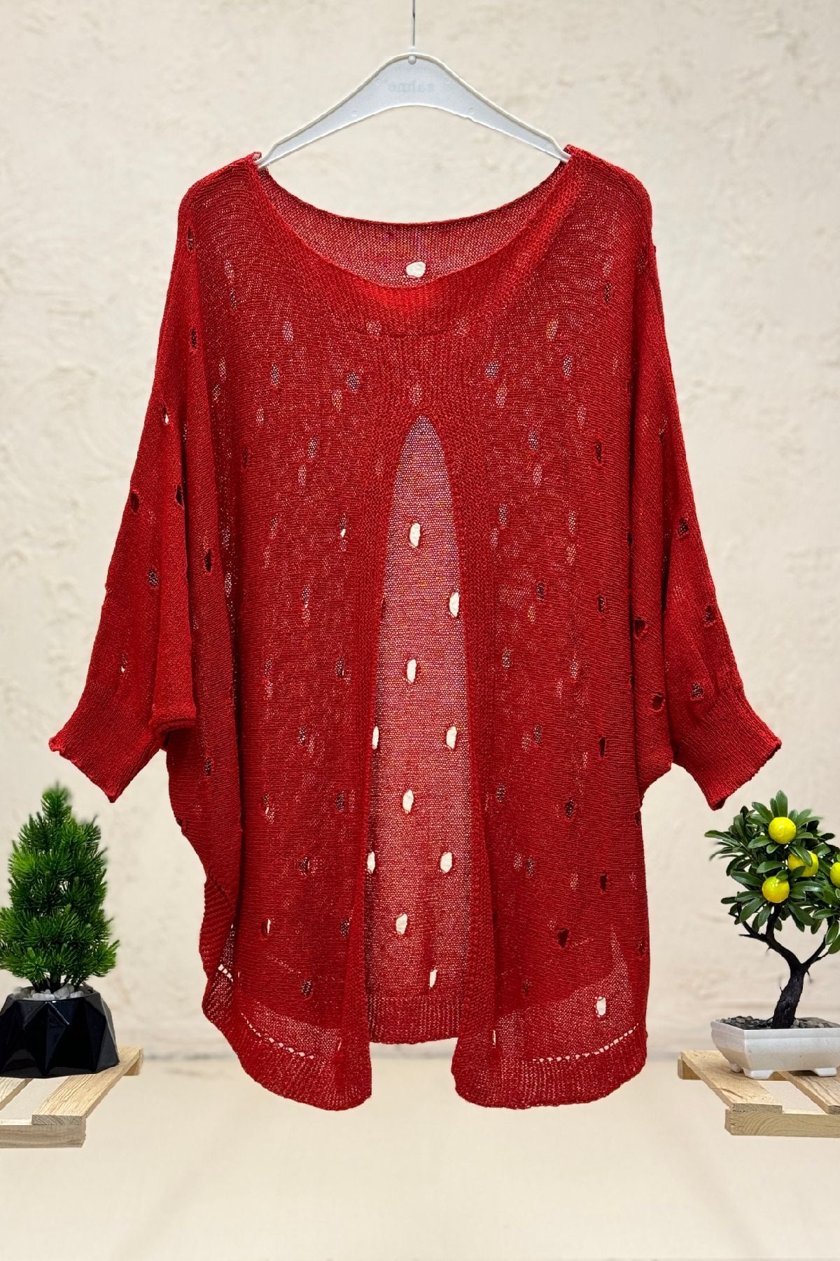 Ajurlu Önü Açık Merserize Bluz