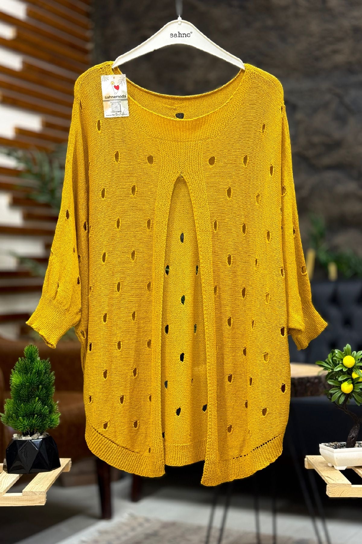 Ajurlu Önü Açık Merserize Bluz