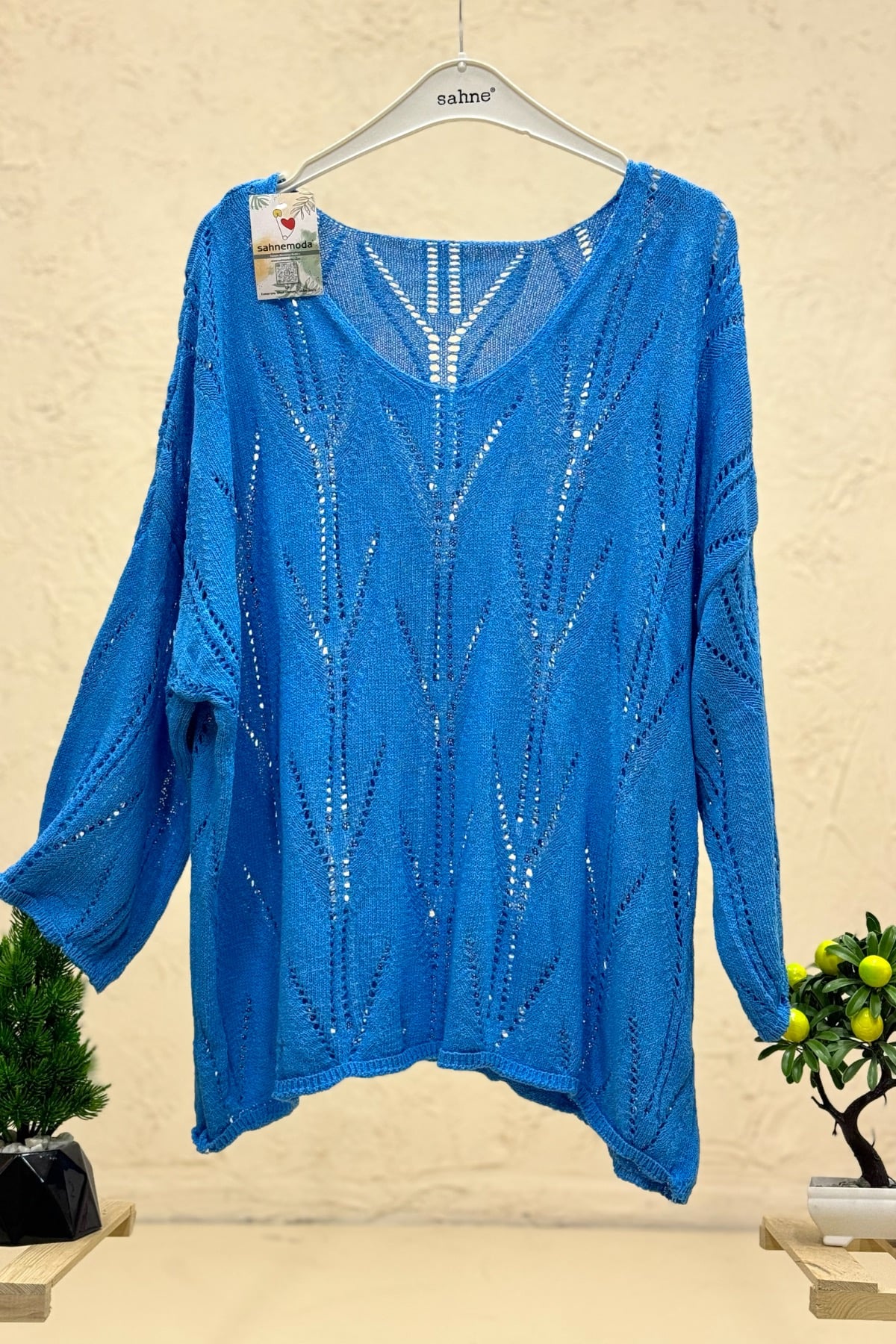 Ajurlu V Yaka Yarasa Merserize Bluz