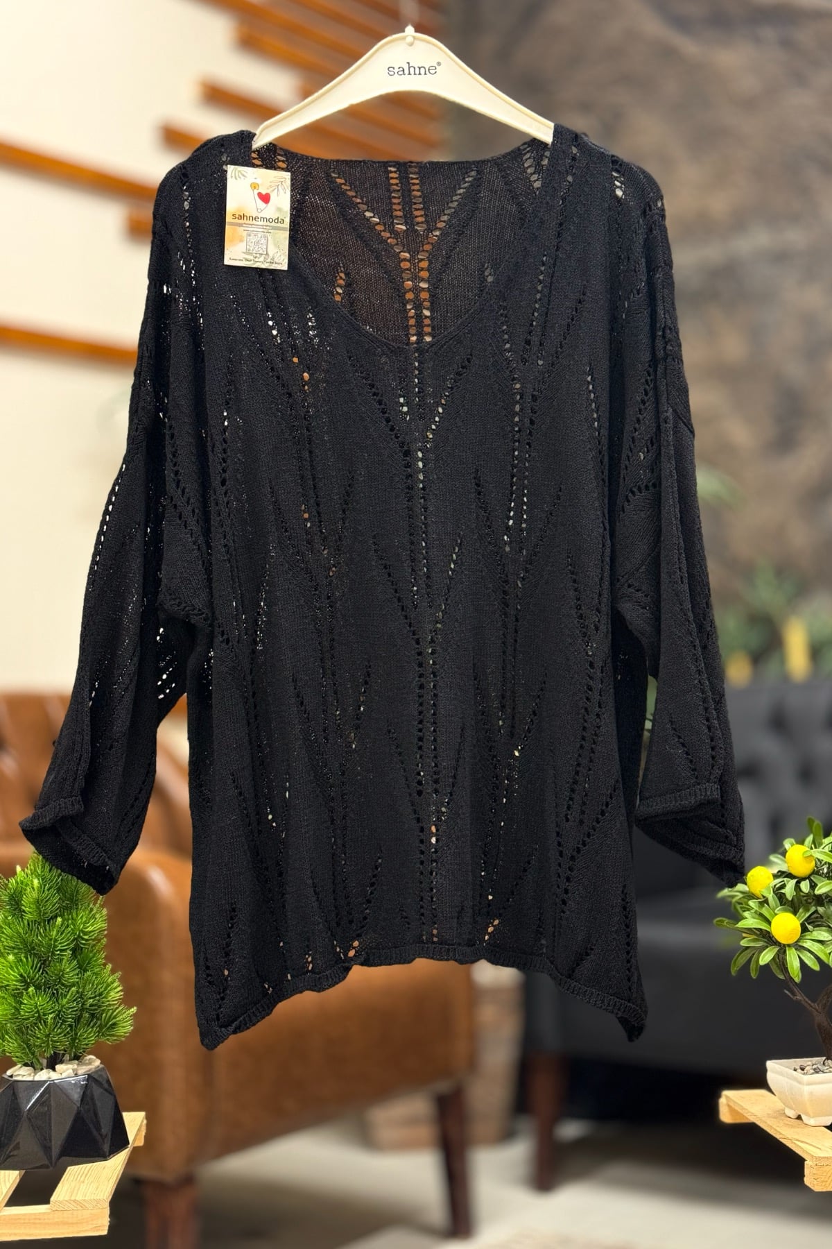 Ajurlu V Yaka Yarasa Merserize Bluz