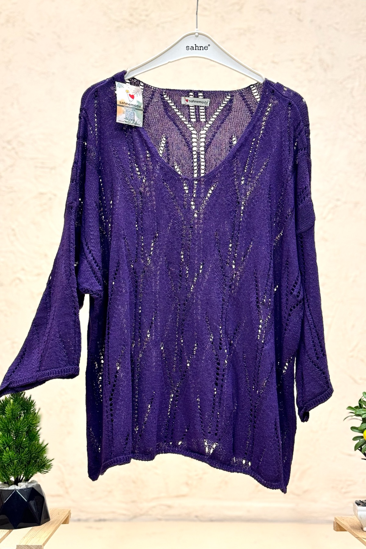 Ajurlu V Yaka Yarasa Merserize Bluz