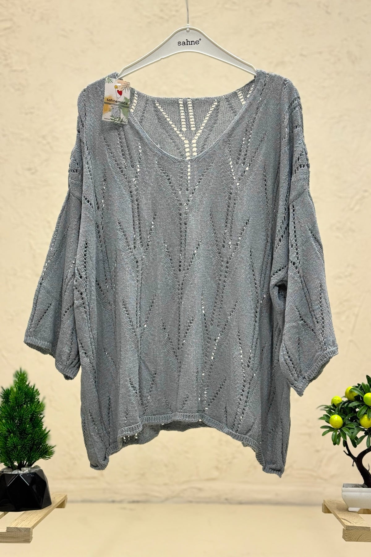 Ajurlu V Yaka Yarasa Merserize Bluz