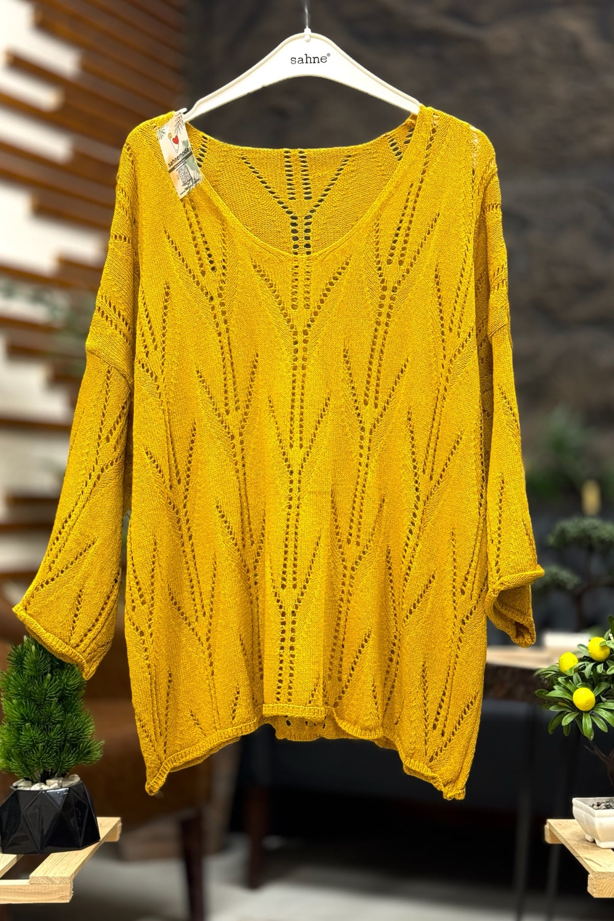 Ajurlu V Yaka Yarasa Merserize Bluz