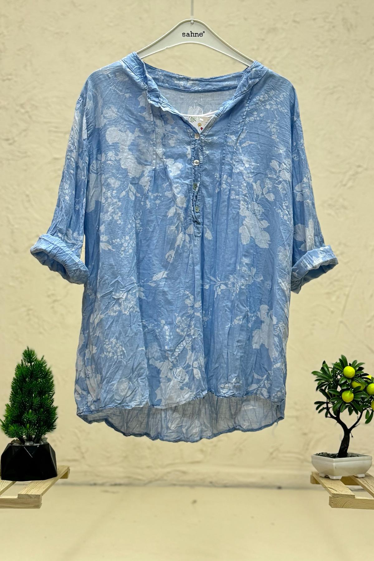 Batik Çiçek Desen Hakim Yaka Gömlek
