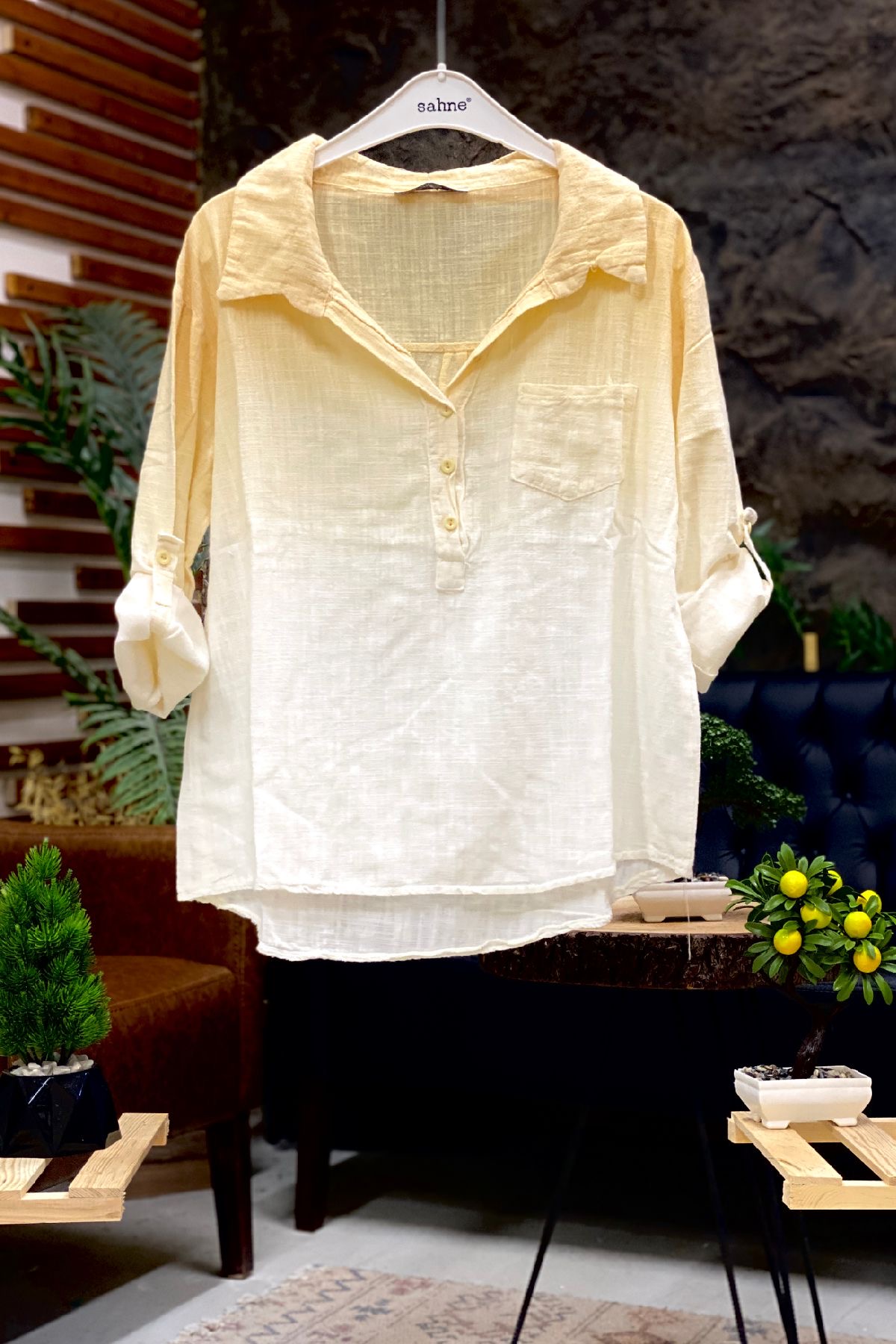 Tie-dye Pattern Burnt Half Button Shirt