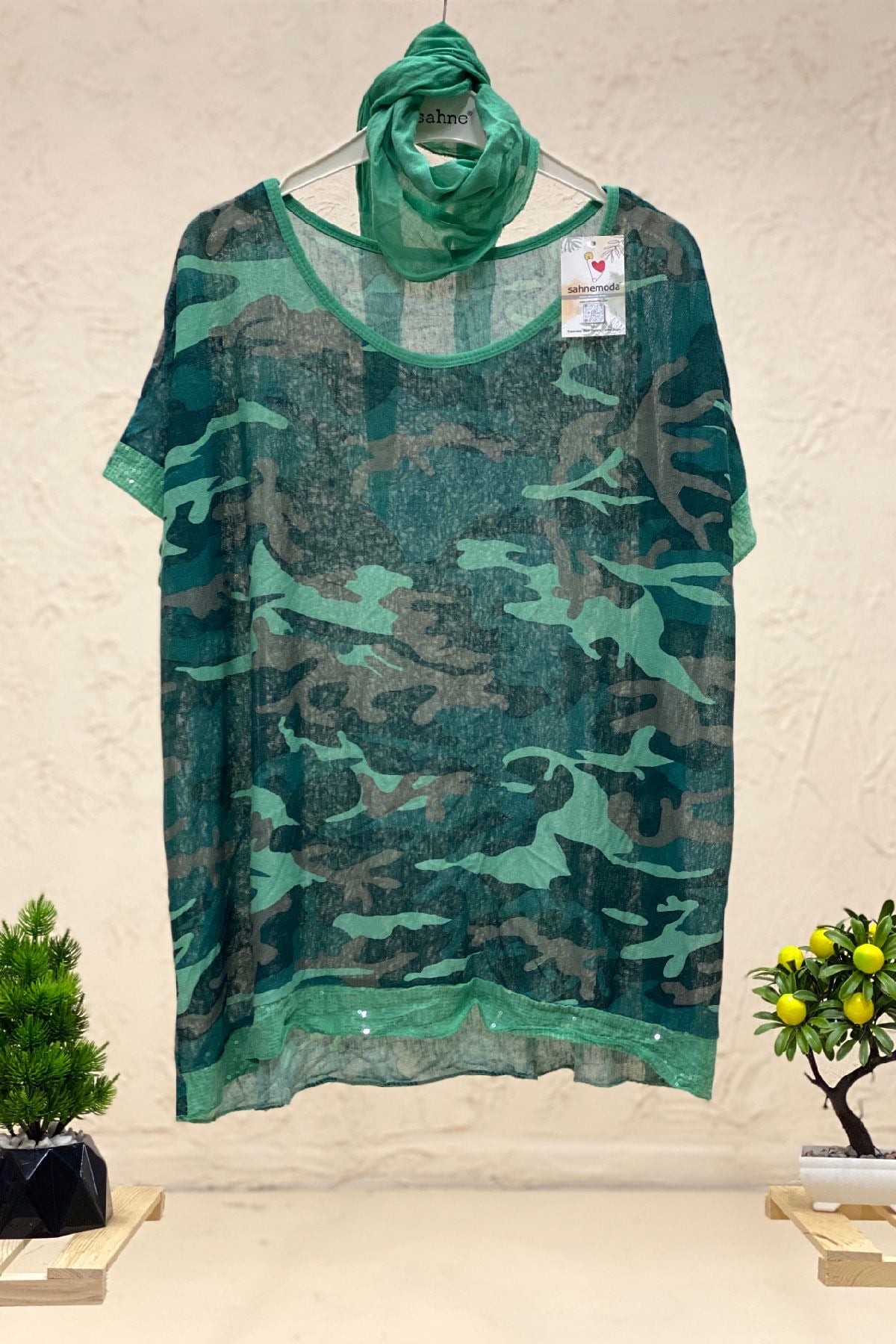 Camouflage Pattern Shabby Shawl Blouse