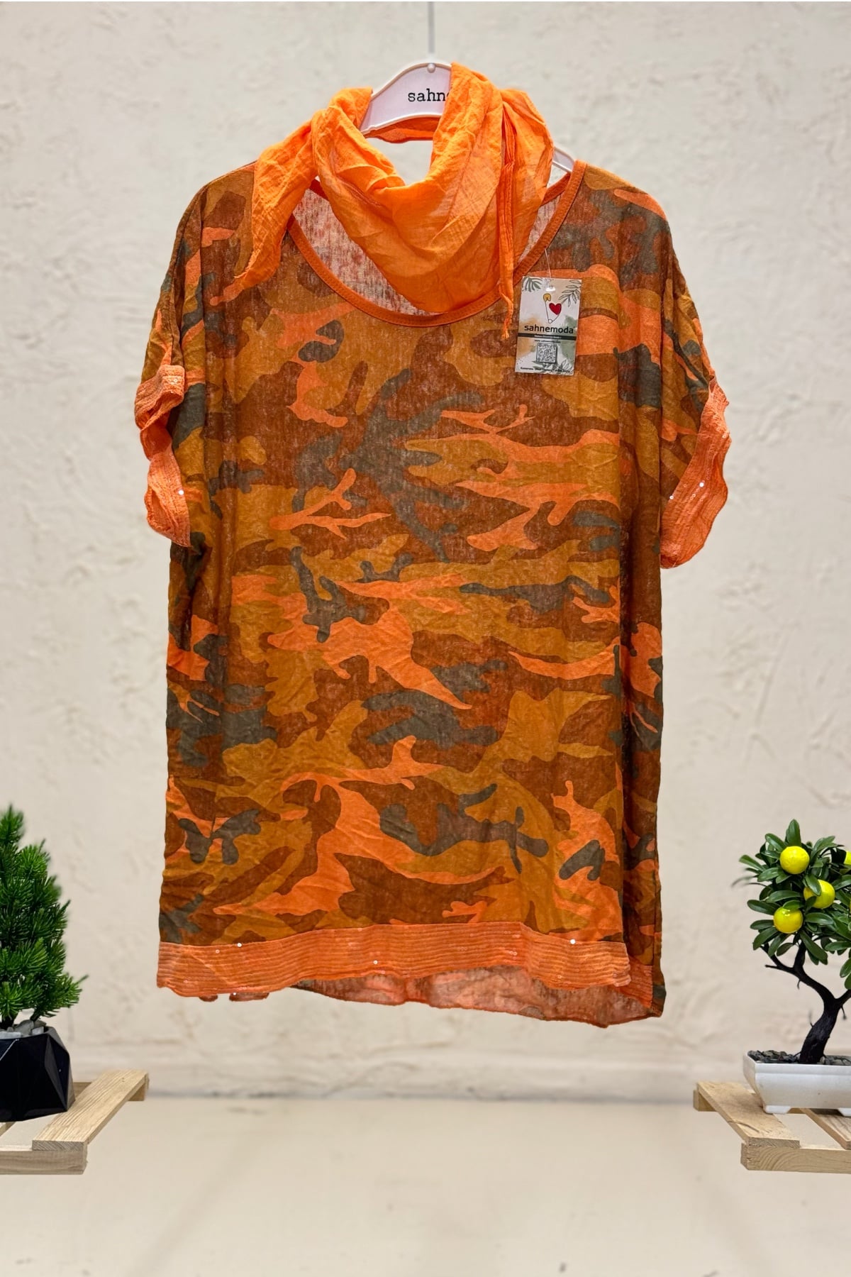 Camouflage Pattern Shabby Shawl Blouse