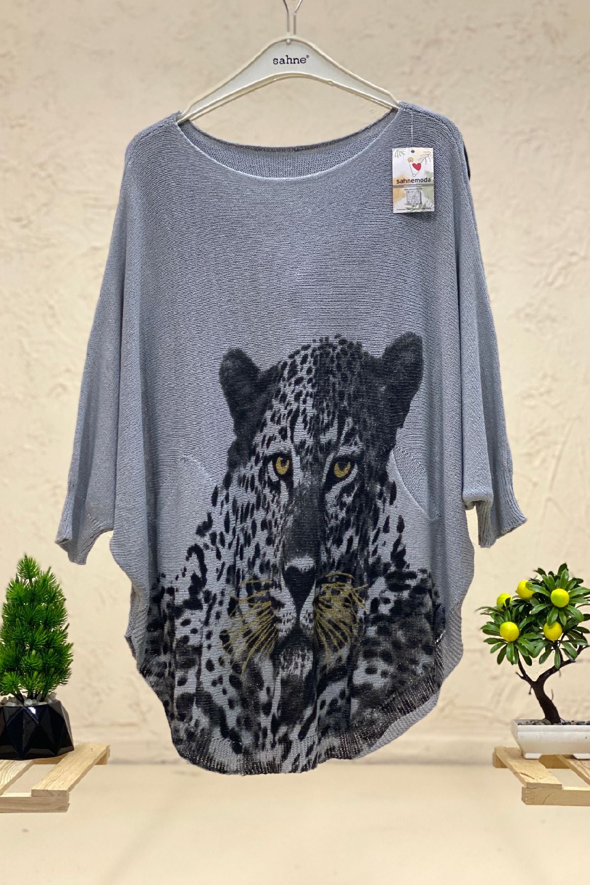 Tiger Print Bat Mercerized Blouse