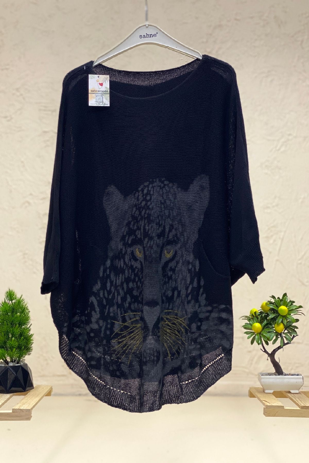 Tiger Print Bat Mercerized Blouse