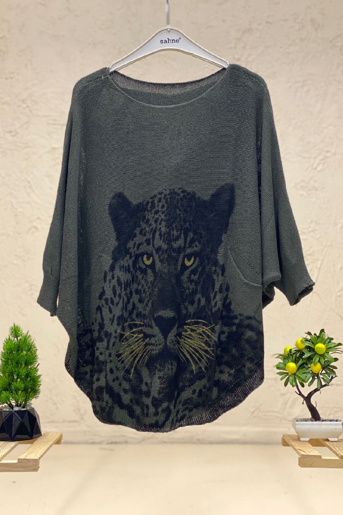 Tiger Print Bat Mercerized Blouse