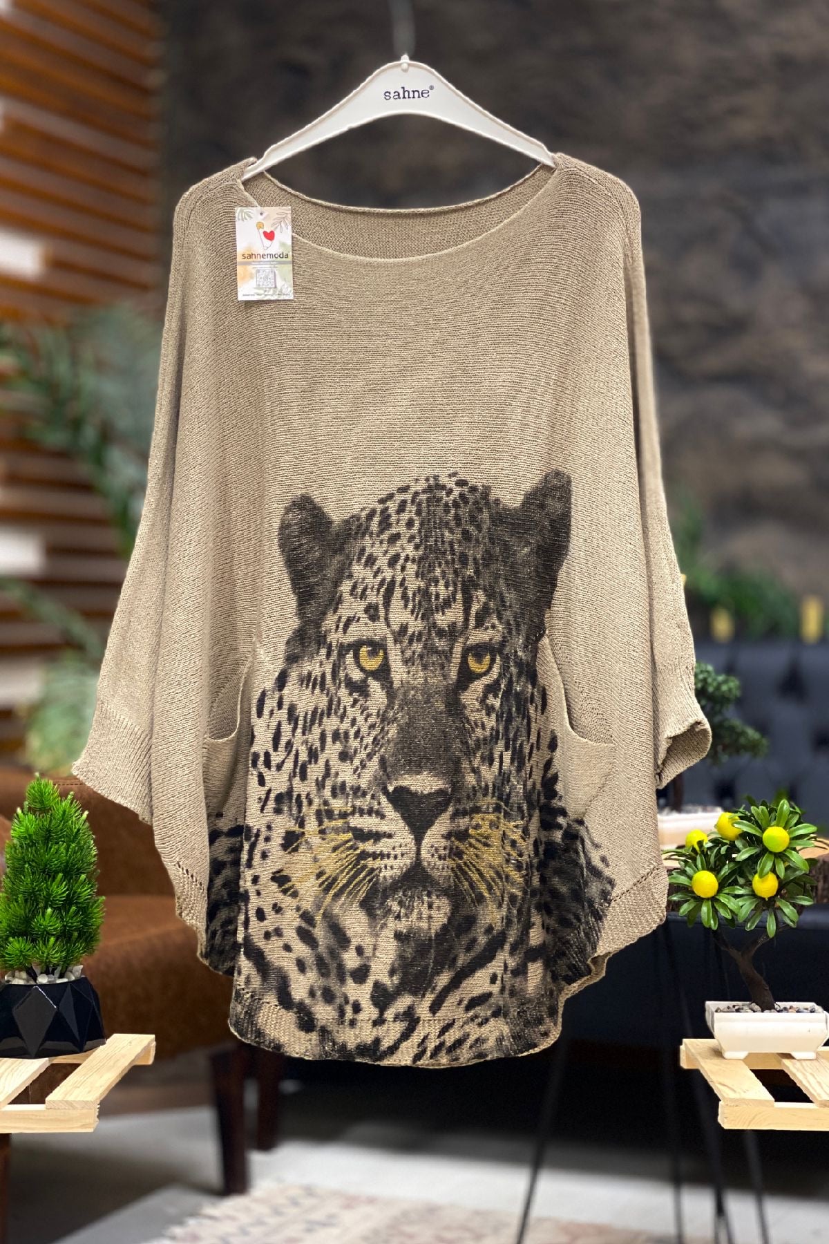 Tiger Print Bat Mercerized Blouse