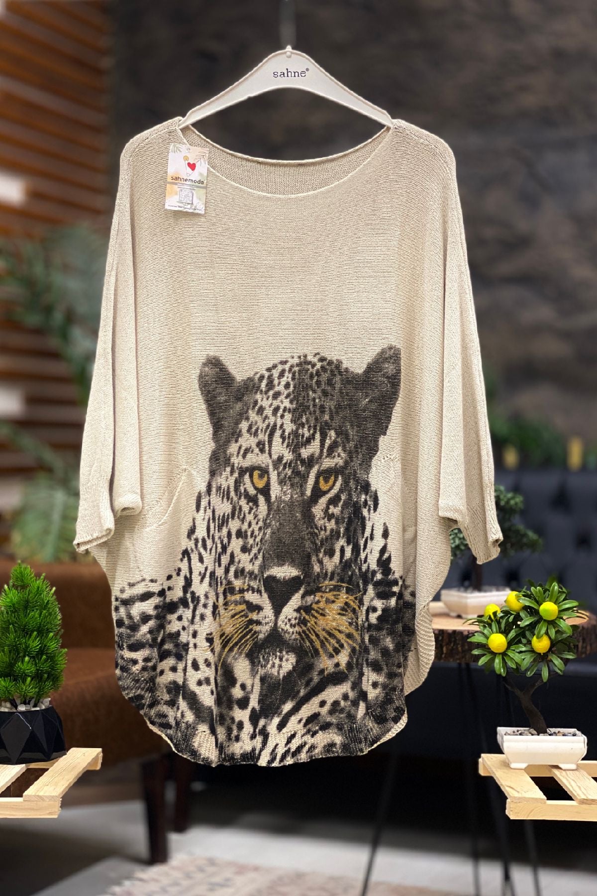 Tiger Print Bat Mercerized Blouse