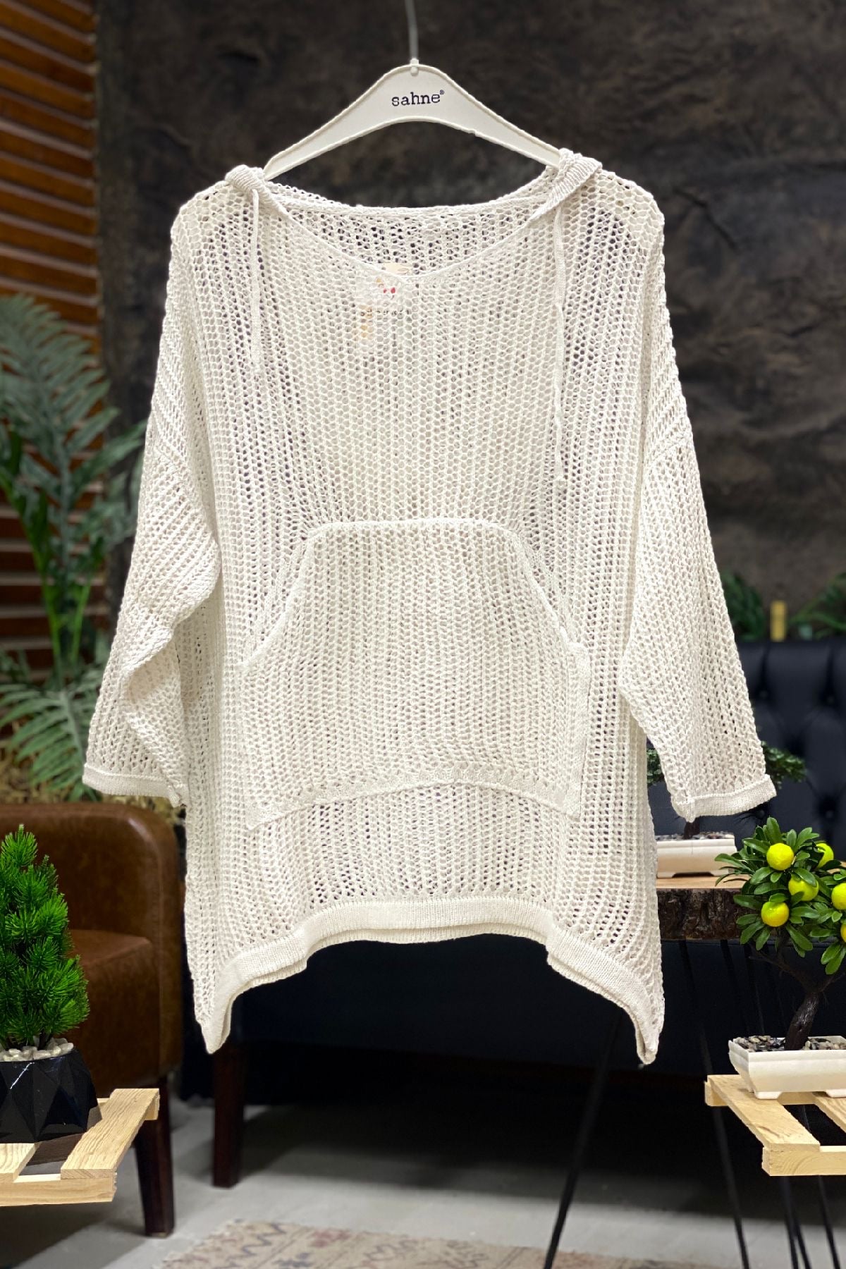 Hooded Pocket Mesh Tunic Blouse