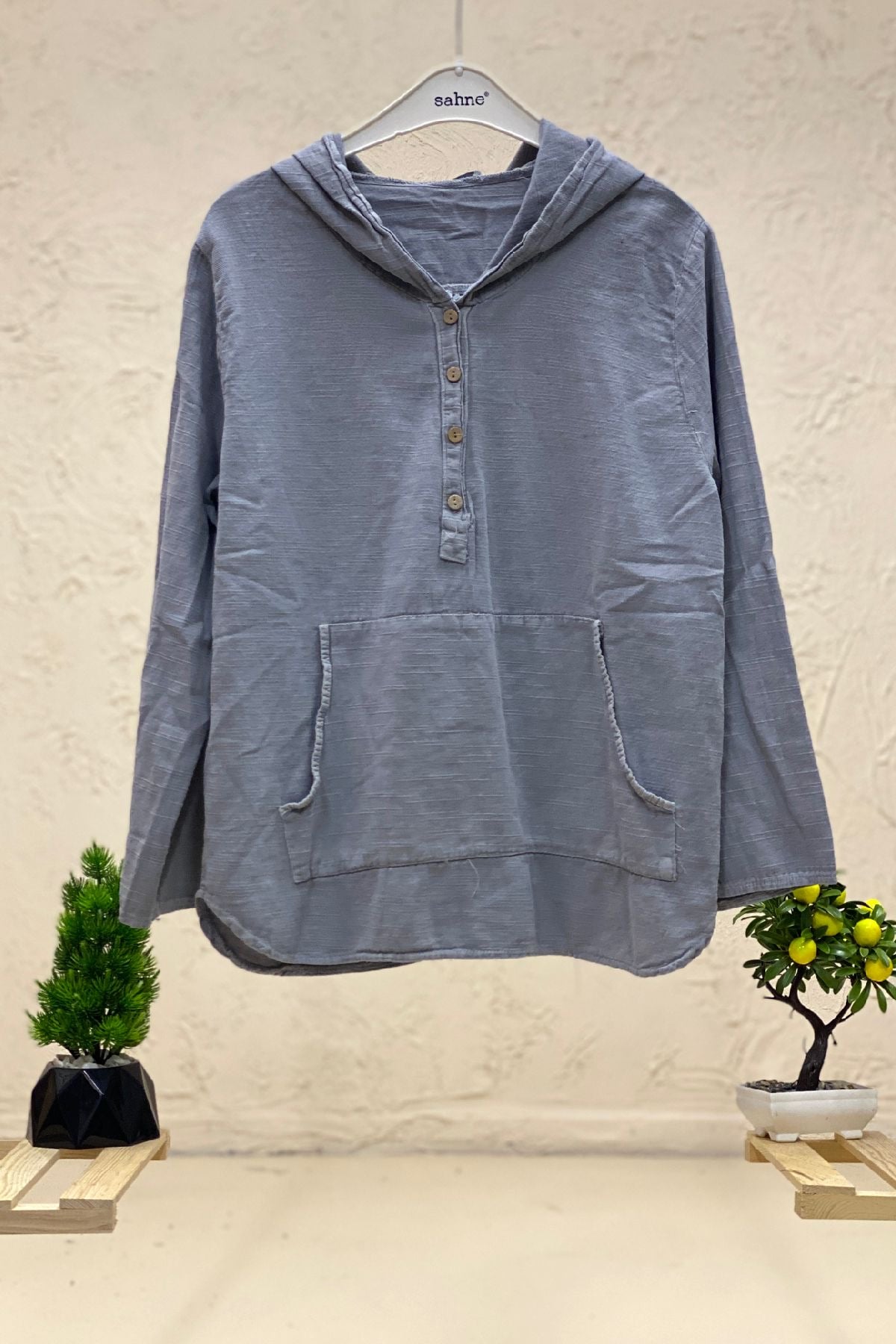 Linen Shirt with Hooded Pockets