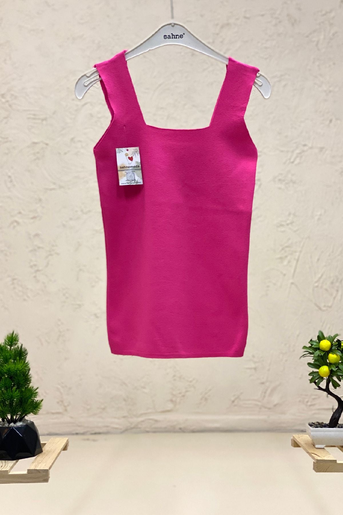 Square Neck Long Knit Tank Top