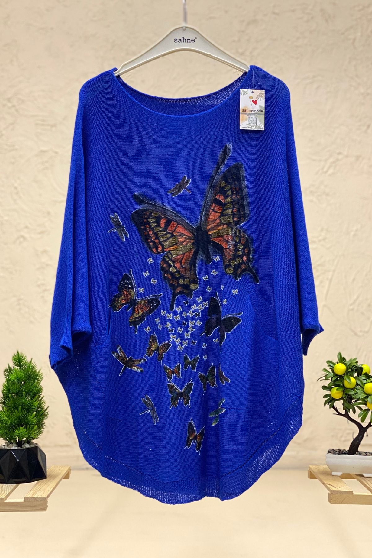 Butterfly Print Yrasa Mercerized Pocket Blouse