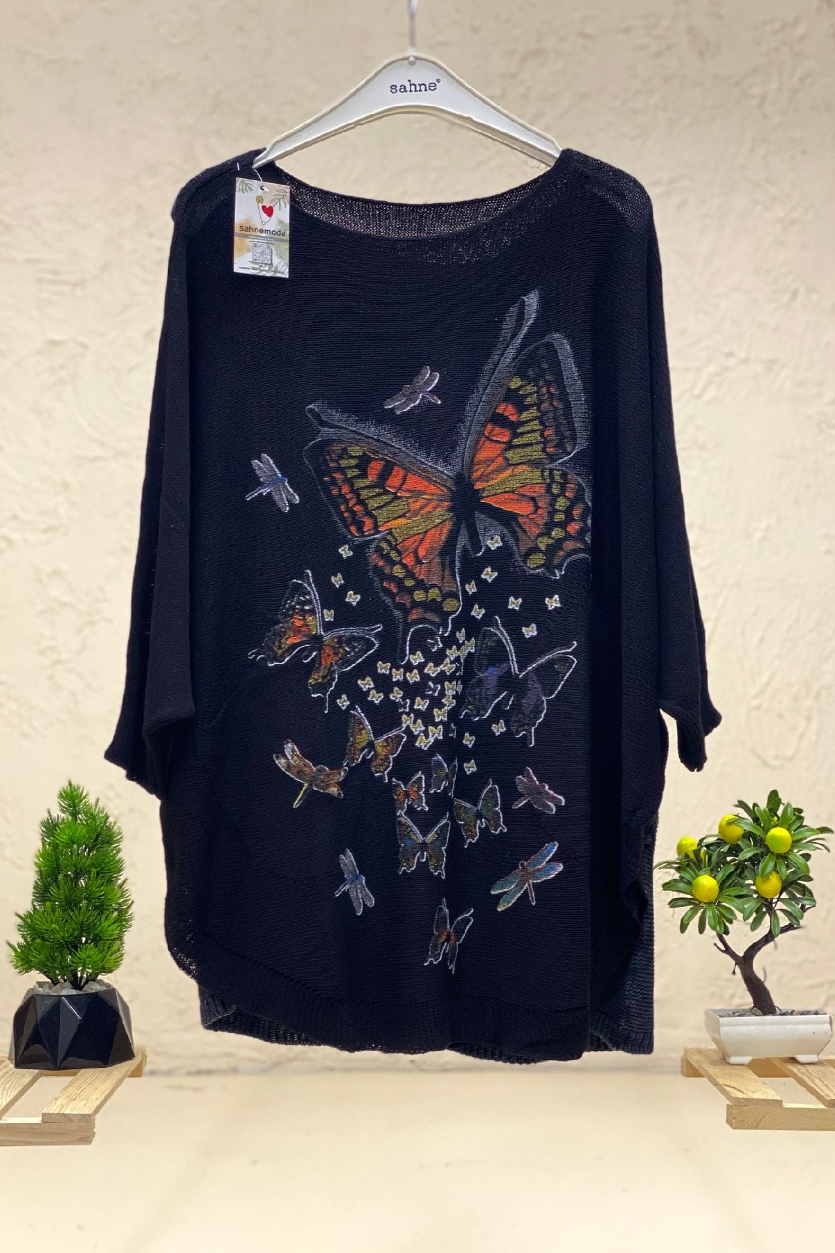 Butterfly Print Yrasa Mercerized Pocket Blouse