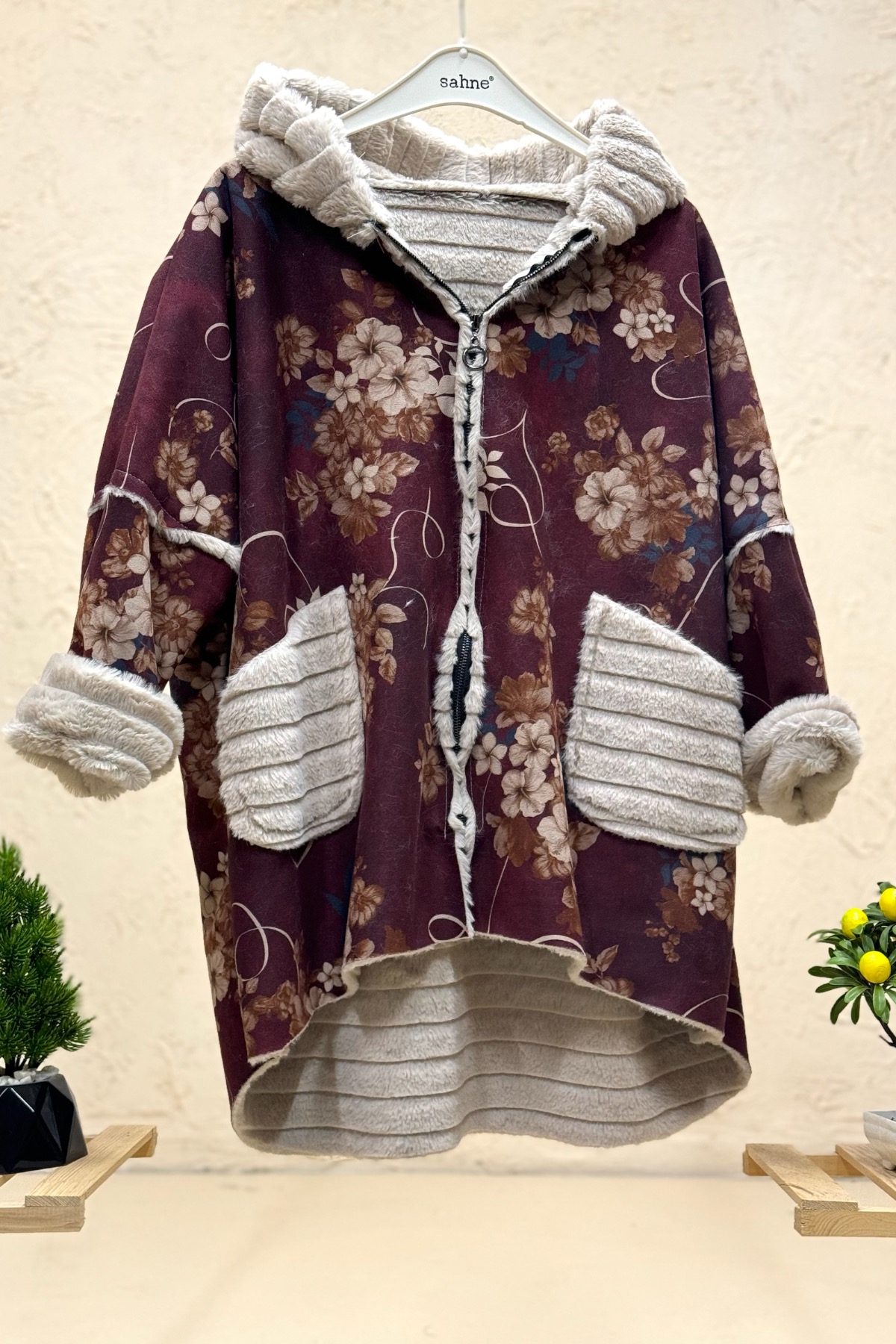 Nergis Kürklü Oversize Nubuk Kaban