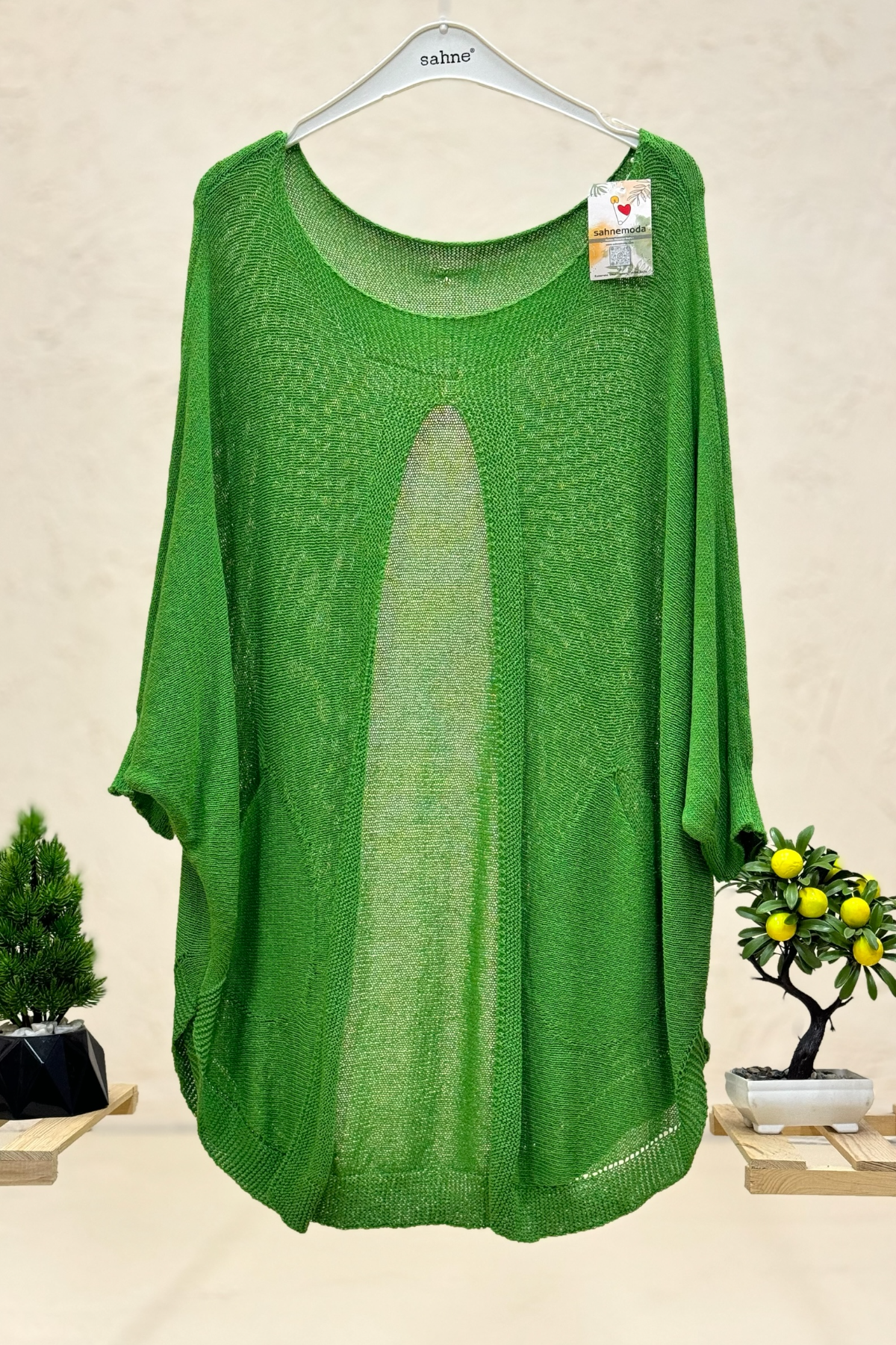 Önü Açık Ceplii Merserize Salaş Bluz