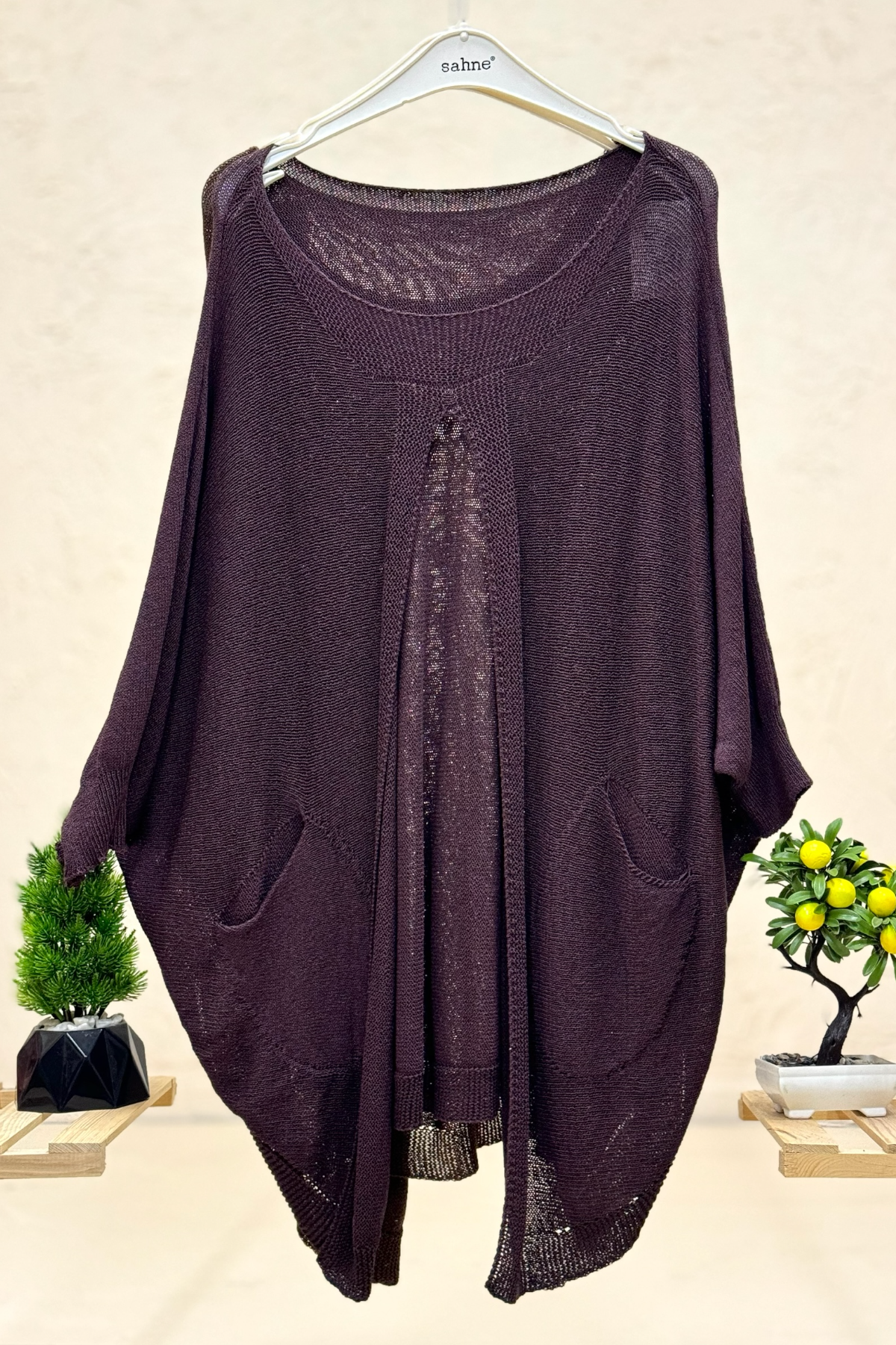 Önü Açık Ceplii Merserize Salaş Bluz