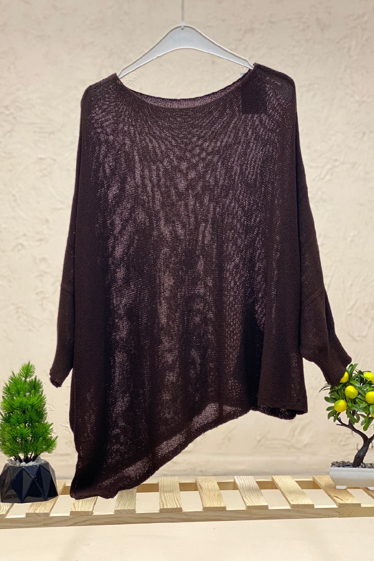 Single Pocket Bat Asymmetrical Mercerized Blouse